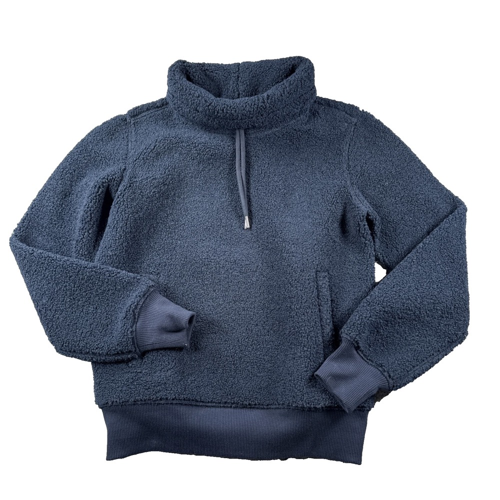Brooks Brothers Sherpa Fleece Sweatshirt Womens XS Pullover Pocket Funnel Neck